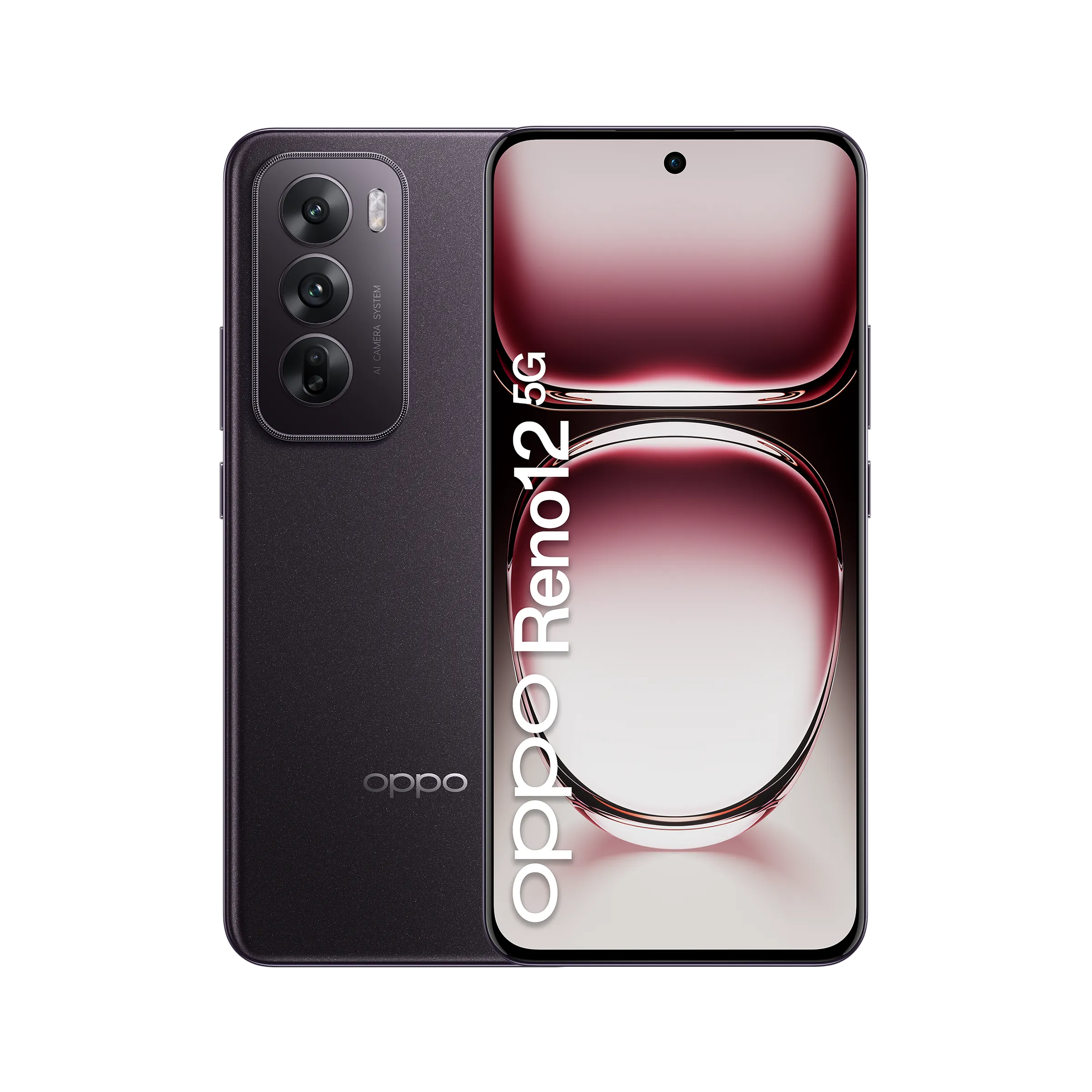 Vista frontale OPPO Reno12 5G Black Brown