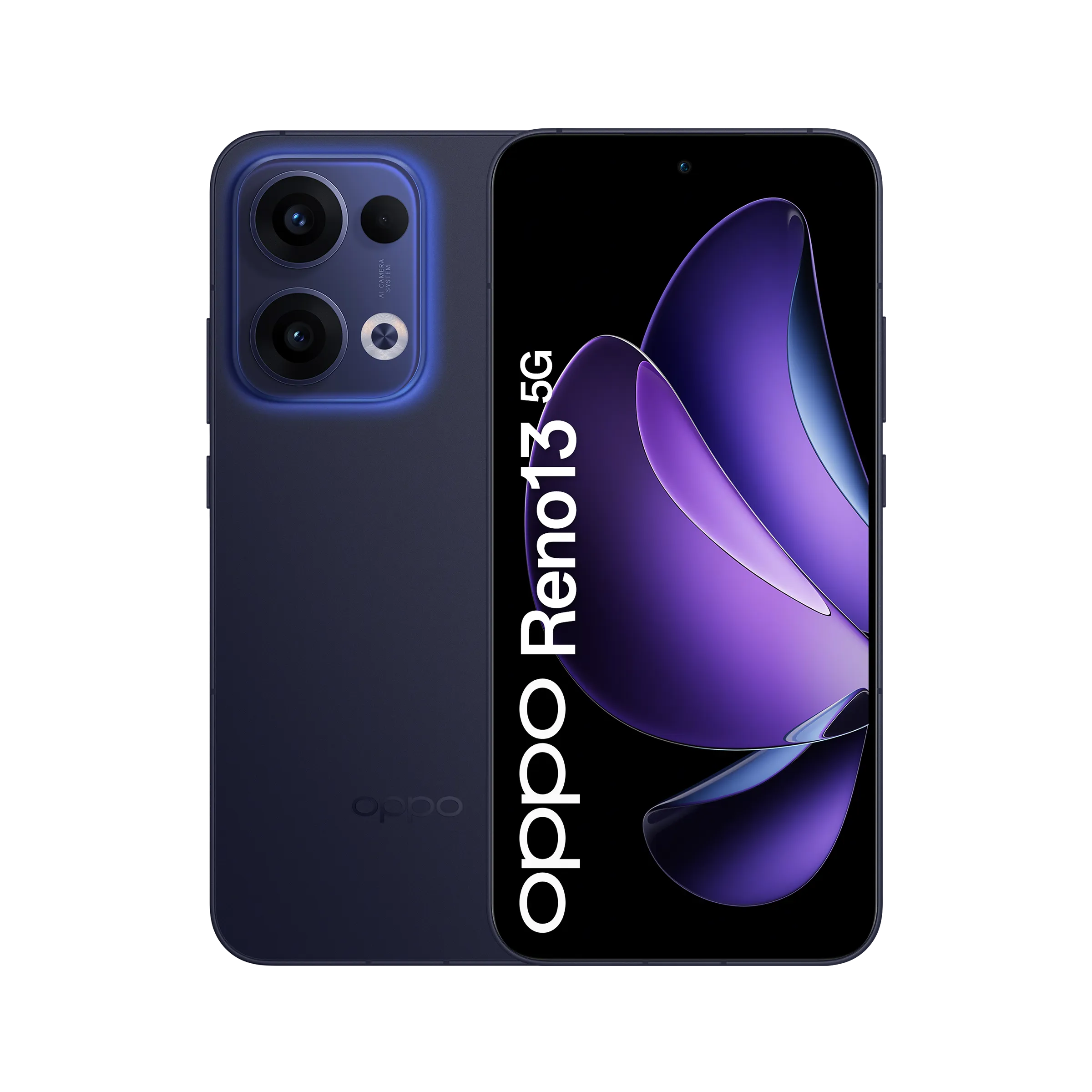 Vista frontale OPPO Reno13 5G Luminous Blue