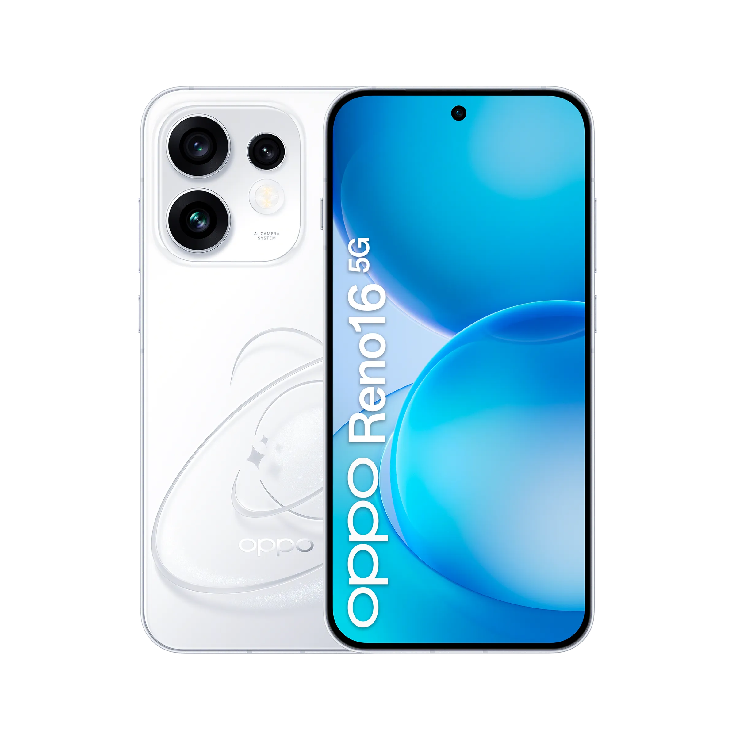 OPPO Reno16 5G Pop White immagine fronte retro